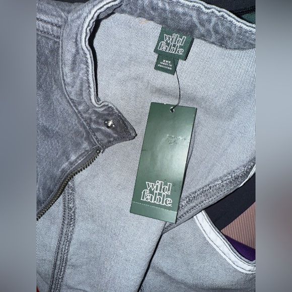 NWT WILD FABLE women’s zip up denim moto vest gray wash sz XXS ✨ - Picture 5 of 7